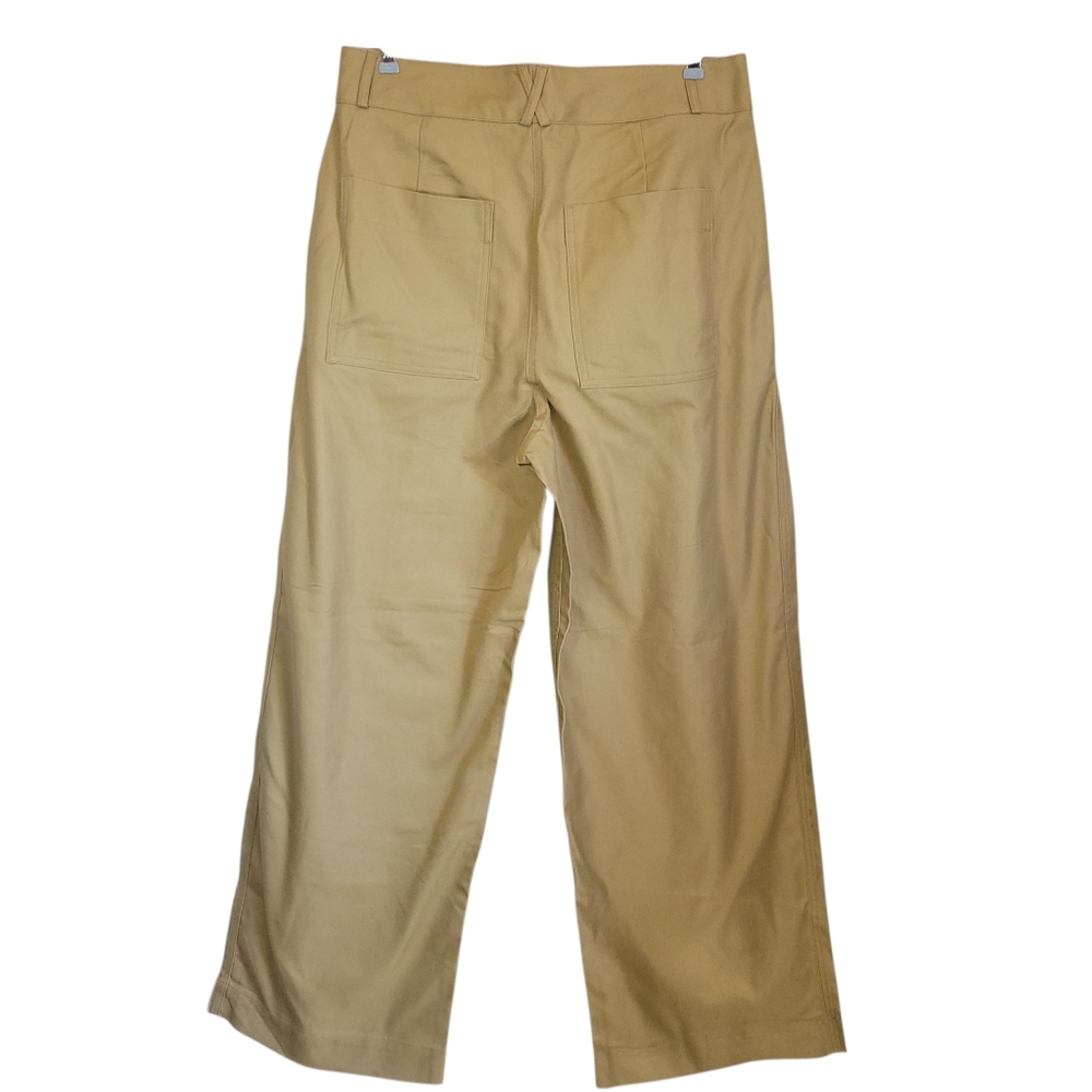 Banana Republic Wide Leg Trouser Pants Sz 12 Khaki Twill High Rise Quiet Luxury - Picture 7 of 12